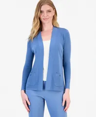 アンクライン レディース アウター ニット・セーター カーディガン Anne Klein Womens Fine Rib OpenFront Malibu Cardigan Dutch Blue ブルのサムネイル