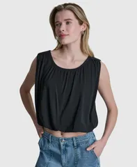 ダナキャランニューヨーク レディース トップス シャツ ノースリーブ DKNY Jeans Womensleeveless Bubble Top Black ブラックのサムネイル