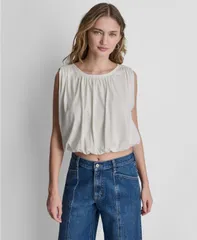ダナキャランニューヨーク レディース トップス シャツ ノースリーブ DKNY Jeans Womensleeveless Bubble Top Eggnogのサムネイル