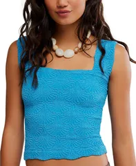 フリーピープル レディース トップス シャツ Free People Womens Love Letter Jacquard Camisole Top Hyper Teal ティールのサムネイル