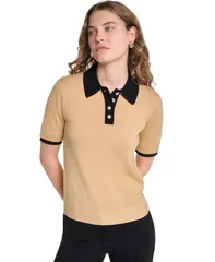 カール ラガーフェルド レディース アウター ニット・セーター 半袖 コントラスト KARLAGERFELD PARIS WomenshortSleeve Contrast Collar Sweateのサムネイル