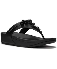 フィットフロップ レディース シューズ スリッポン・ローファー サンダル FitFlop Womens Lulu Beaded Toe Post SlipOn Sandals All Black ブラのサムネイル