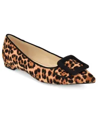 ナインウェスト レディース シューズ スリッポン・ローファー Nine West Womens Jesike Buckle SlipOn Dress Flats Leopard Calf Hair アのサムネイル