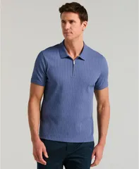 ペリーエリス メンズ トップス ポロシャツ Perry Ellis Mens QuarterZipolo Shirt Coastal Fjordのサムネイル