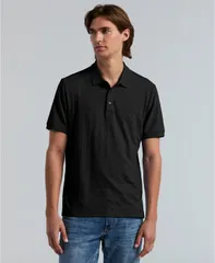 ペリーエリス メンズ トップス ポロシャツ Perry Ellis Mens Jacquard Geo Texture Polo Shirt Black ブラックのサムネイル