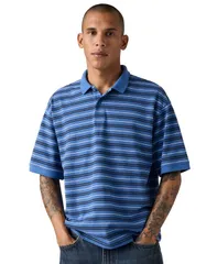 リーバイス メンズ トップス ポロシャツ Levis Menstriped Pattern Boxy Polo Shirt Delft ストライプのサムネイル