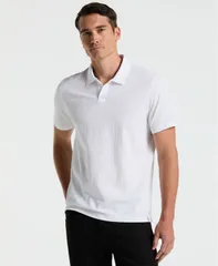 ペリーエリス メンズ トップス ポロシャツ 半袖 Perry Ellis MenshortSleeve Seersucker Open Polo Shirt White ホワイトのサムネイル