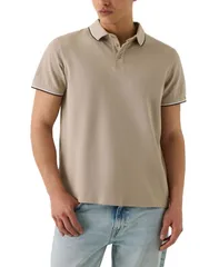 ゲス メンズ トップス ポロシャツ 半袖 GUESS Mens Piqu Cuff ShortSleeve Polo Shirt Pasadena Stone ストーンのサムネイル