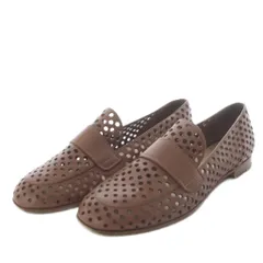 ジャンヴィトロッシ Gianvito Rossi ローファー スリッポン ローヒール パンチング レザー 37.5 ブラウン /YO33のサムネイル