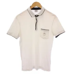 アルマーニ コレツィオーニ ARMANI COLLEZIONI ポロシャツ 半袖 レギュラーカラー ハーフボタン ストレッチ ロゴ プリント M 白 ホワイト /BBのサムネイル