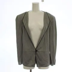 アルマーニ コレツィオーニ ARMANI COLLEZIONI ジャケット 上着 46 白 ホワイト 黒 ブラック ヘリンボーン柄 ノーカラー 長袖 /LPのサムネイル
