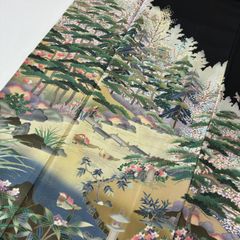 正絹 小紋 本藍染 型絵染 菊唐草紋様 - メルカリ
