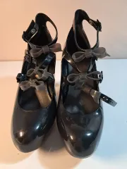 Vivienne Westwood ヴィヴィアン・ウエストウッド ゼリー シューズ ブラック リボン ストラップ ヒール 37のサムネイル