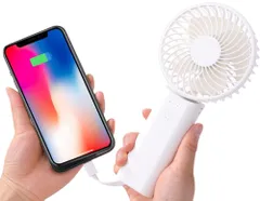 ハンディ扇風機 強力 充電器付き 卓上扇風機 【LIFETAP｜2025最新設計｜Type-C｜ライトニング｜2台同時充電対応｜日本正規品｜オフホワイト】 静音 ハンディファンのサムネイル