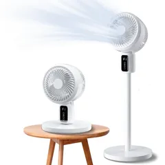 サーキュレーター【遠隔操作＆節電対策】風量3段階調節 扇風機 静音 首振り DCモーター 高さ調整 パワフル送風 タイマー機能 暑さ対策 冷暖房併用 換気/空気循環/衣類干し 組立簡単 PSE認証済 リモコン付き（ホワイト）のサムネイル