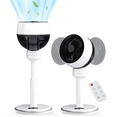LHRIVER サーキュレーター扇風機 DCモーター 静音 28dB 6m/s 強風 12段階風量 3D首振り(上下90°左右70°) 15Hタイマー 高さ調節 リモコン付き 省エネ 夏冬両用 空気循環 寝室 リビング オフィス 在宅勤務 一人暮らし 赤ちゃんのサムネイル