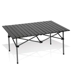 BEIKEMALL アウトドア テーブル チェア セット キャンプ テーブル57cm×95cm×50cm ピクニックテーブル 超軽量 折り畳み 組立簡単 収納バッグ付き BBQ お釣り ガーデン キャンプ用品(ブラック)のサムネイル