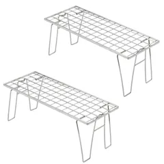 キャンピングムーン(CAMPING MOON) キャンプラック 焚火テーブル にも 折畳み 積み重ね メッシュラック 収納 アウトドア キャンプ ステンレス 2点セット T-225A-2Tのサムネイル