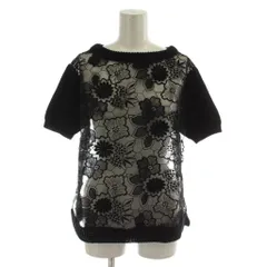 クラスロベルトカヴァリ class roberto cavalli カットソー ニット I44 黒 シアー 花柄 刺繍 異素材切り替え /GGのサムネイル