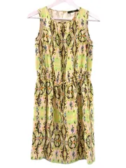 ティビ tibi シルク ワンピース 0 プリント イエロー系 ノースリーブ 絹のサムネイル