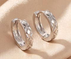 18K RGP プラチナ 直径13mm フープ ピアス yp5000