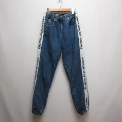 アレキサンダーワン ALEXANDER WANG サイドラインロゴ デニム ジョガー パンツ XS ブルー CA00985 ウエストゴム 正規品のサムネイル