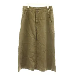 パドカレ pas de calais フレアスカート ロング サイドアジャスター 麻 リネン 36 カーキ NS-2109 /AN28のサムネイル