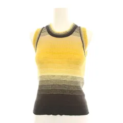 ロベルトコリーナ ROBERTO COLLINA 24SS ノースリーブ ニット カットソー リネン混 S 黄色 イエロー 茶色 ブラウン ボーダー 11241116080 /YM4のサムネイル