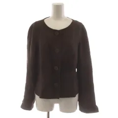 マックスマーラ MAX MARA ノーカラージャケット リネン 麻 シルク混 絹 40 茶 ブラウン /AN1のサムネイル
