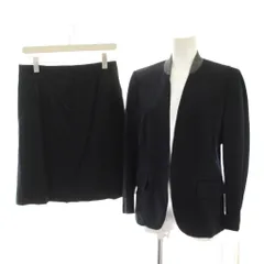ポールスミス ブラック Paul Smith BLACK スーツ セットアップ 上下 ノーカラージャケット スカート ひざ丈 42 紺 ネイビー 黒 /YM1のサムネイル