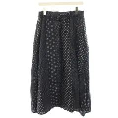 ネストローブ nest Robe パッチワークプリントスカート フレアスカート 総柄 マキシ ロング 麻 リネン F 紺 ネイビー 01233-1061 /HNのサムネイル