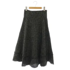 トッコ TOCCO バックレースアップツイードフリンジカットフレアスカート M ブラック ホワイト /ES ■OSのサムネイル