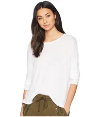 スプレンディット レディース トップス シャツ Tシャツ コットン Splendid Zander Long Sleeve Cotton Modal Slub Easy Crew Tee Whiteのサムネイル