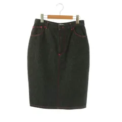 ドルチェ&ガッバーナ ドルガバ DOLCE&GABBANA デニムスカート タイト ステッチ チャコール レッド /CX ■OSのサムネイル
