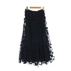 トラノイ TRANOI leopard tulle skirt スカート フレアスカート ロング 1 ネイビー /DF ■OSのサムネイル