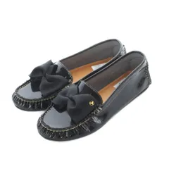 ランバンオンブルー LANVIN en Bleu リボン エナメル ローファー モカシン 22cm 黒 ブラック /RI ■OSのサムネイル