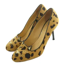 シャーロットオリンピア CHARLOTTE OLYMPIA Kitty パンプス ピンヒール レオパード柄 36 23.0-23.5cm ベージュ 黒 ブラック /MI ■OSのサムネイル