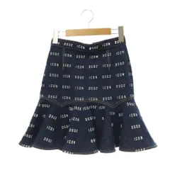 ディースクエアード DSQUARED2 ICON デニム フレアミニスカート ロゴ 34 インディゴ 白 /CX ■OSのサムネイル