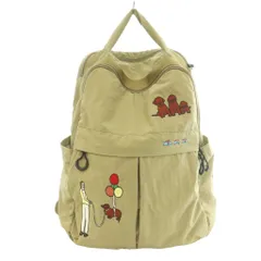 パピヨネ PAPILLONNER イア ear リュックサック デイパック 犬柄刺繍 ナイロン ベージュ /SS ■OSのサムネイル