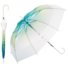 Wpc. 雨傘 [ビニール傘] 切り継ぎグラデーション グリーン 長傘 撥水 60cm 長く使える レディース 大きい フォトジェニック 写真 映え エモい ホログラム キラキラ 丈夫 おしゃれ 可愛い 女性 通勤 通学 PT-036-001 1のサムネイル