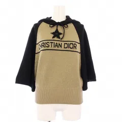 クリスチャンディオール Christian Dior 22AW ニットパーカー 七分袖 プルオーバー カシミヤ ロゴ I42 ブラック ベージュ 254S56AM054 /KHのサムネイル