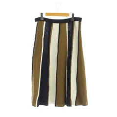 ジェイクルー J.CREW ニットスカート L 白 カーキ 紺 ストライプ柄 ロング丈 /JPのサムネイル