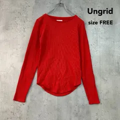 Ungrid アングリッド F レッド リブカットソー 長袖 Tシャツ バックオープン バックシャン 背中あき ラウンドヘム コットン 綿混 インナー トップス インパクト 赤 カジュアル きれいめ ★ ■◇ ◇■のサムネイル