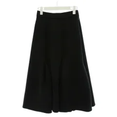ランバンオンブルー LANVIN en Bleu ダンボールニット タックヘムスカート フレアスカート ミモレ ロング 38 黒 ブラック 3286504 /AN15のサムネイル