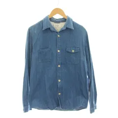 サンディニスタ SANDINISTA デニムシャツ 長袖 L 青 ブルー 無地 胸ポケット /YM ■NIのサムネイル