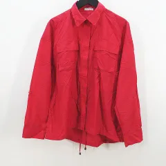 トラサルディ TRUSSARDI STILE ブルゾン シャツ 38 赤系 レッド 薄手 隠しボタン ロールアップスリーブ 裾絞り紐のサムネイル