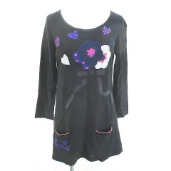 ソニア ソニアリキエル SONIA SONIA RYKIEL ハート柄 花束柄 長袖 ニット セーター チュニック 38 黒系 ブラック 刺繍のサムネイル