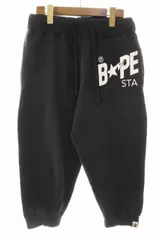 アベイシングエイプ A BATHING APE BAPE ロゴ クロップドパンツ スウェットパンツ Mサイズ ブラック 【ブランド古着ベクトル】【中古】●260502のサムネイル