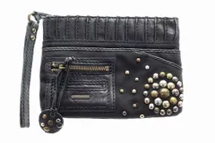 ディーゼル DIESEL スタッズ付き レザー ポーチ クラッチ バッグ ブラック 黒 【ブランド古着ベクトル】【中古】●▲260427のサムネイル