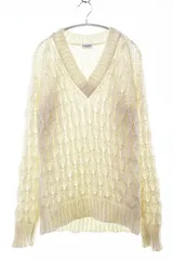 サンローラン パリ SAINT LAURENT PARIS 20AW MOHAIR ALPACA V NECK KNIT SWEATER WHITE XSサイズ モヘア アルパカ Vネック ニット セーター 白 【ブランド古着ベクトル】【中古】●260507のサムネイル